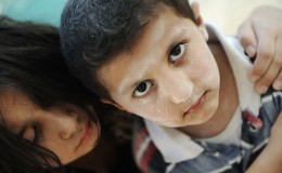 Little dirty brother and sister, poverty , bad condition